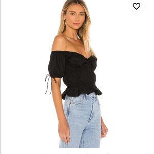 Black ruched off the shoulder top